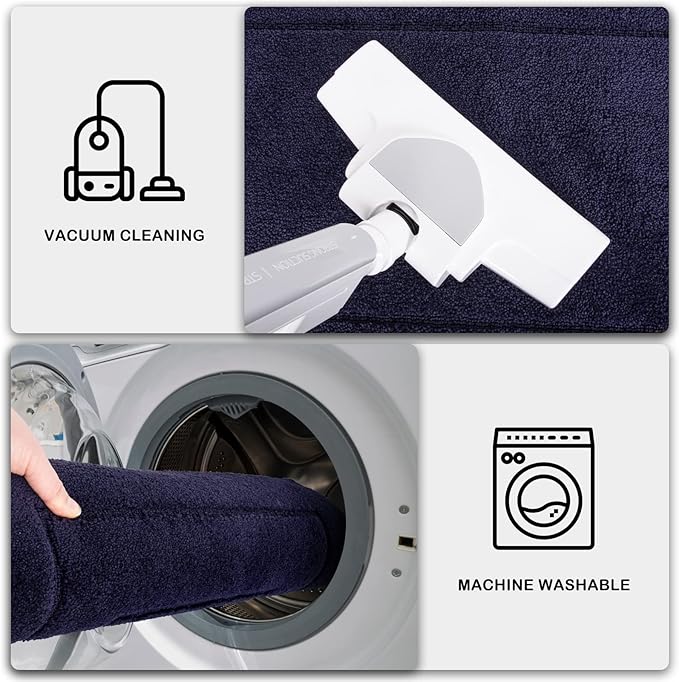 PURRUGS Dirt Trapper Door Mat 20" x 31.5", Non-Slip/Skid Machine Washable Entryway Rug, Dog Door Mat, Super Absorbent Welcome Mat for Muddy Wet Shoes and Paws, Navy Blue