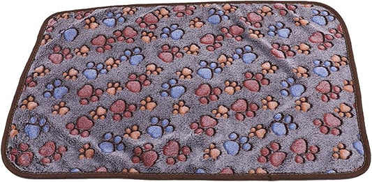 UTTPLL Blanket-Premium-Flannel-Medium-Printed Throw for Cat Dog Puppy Animals Super Soft Fluffy Fleece Pet Blankets Warm Sleep Mat Cute Paw Coffee