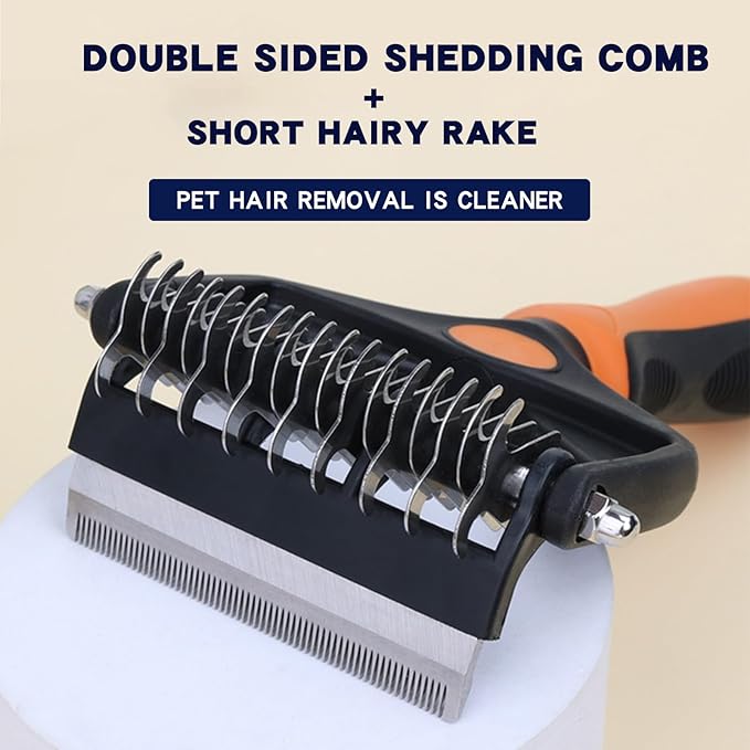 Pt brush for shedding,Dematting comb for Dogs, Cat deshedding Brush, Dog Grooming Rakes for long haired Dogs-Double Sided Shedding,Pet undercoat brushes Reduce Shedding by 95% (Pink)
