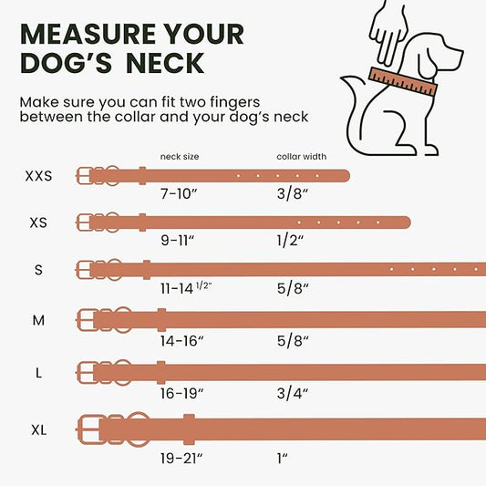 BRONZEDOG Rolled Leather Dog Collar with QR ID Tag Adjustable Soft Round Collars for Small Medium Large Dogs Puppy Cat (9" - 11" Neck Size, Peach)