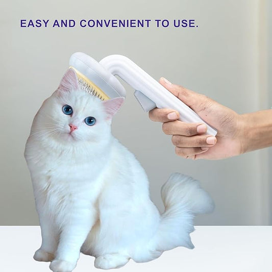 Self Cleaning Slicker Brush, Dog Cat Bunny Pet Grooming Shedding Brush - Easy to Remove Loose Undercoat, Pet Massaging Tool Suitable for Pets with Long or Short Hair (Grey & White)