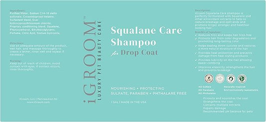 iGroom Squalane Care Dog Shampoo for Dropcoats, Luxury Pet Beauty Care, Reduce Breakage and Split Ends, Promotes Strong and Healthy Hair, Made in USA, Gallon