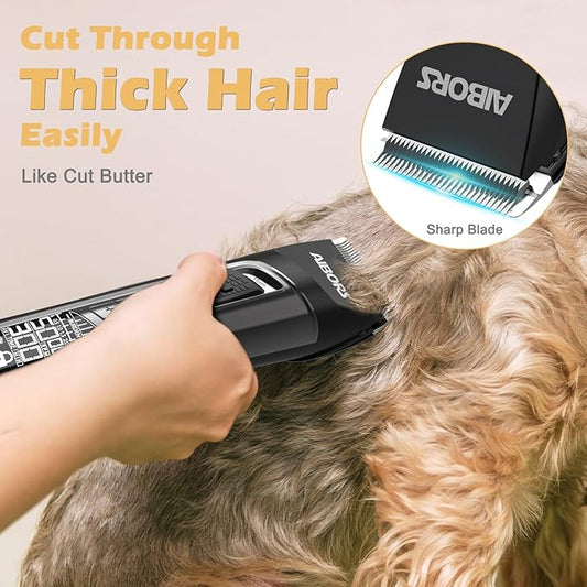 Dog Clippers for Grooming, 2600mAh 5-Speed Dog Grooming Clippers with LCD Display, Low Noise, Cordless Pet Hair Clippers Trimmer for Dogs