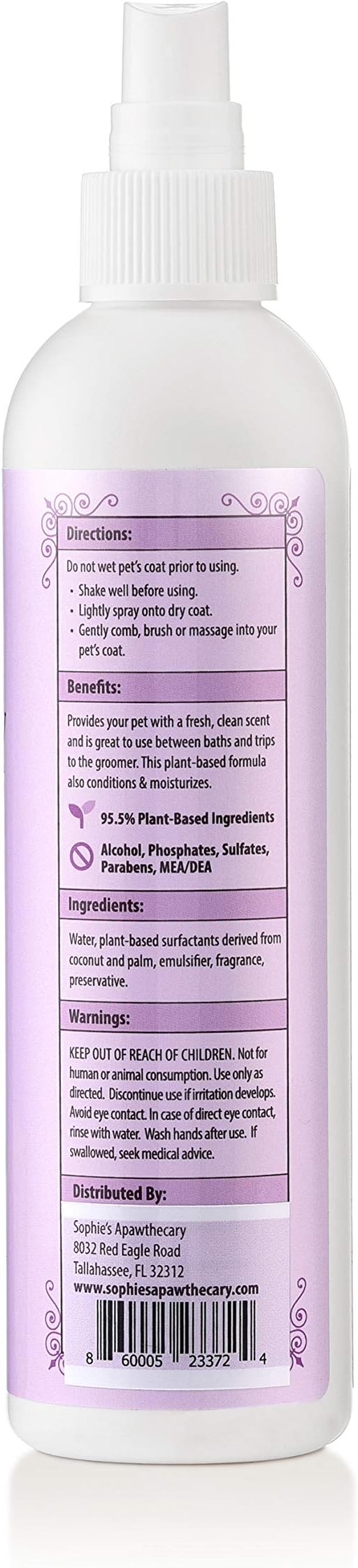 Sophie's Apawthecary Dog Grooming Spray - Odor Eliminator, Between-Bath Deodorizer, Conditioner Spray - Male & Female, 8 fl. oz