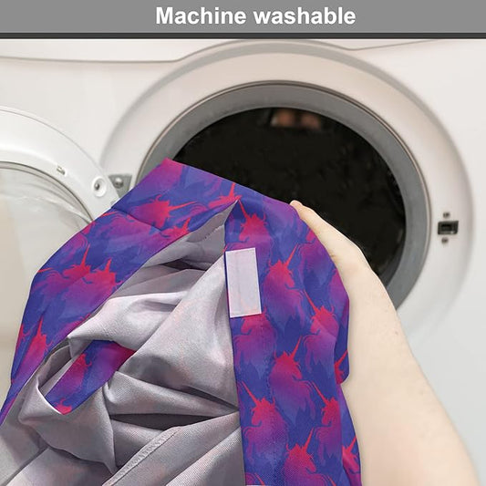 Lunarable Myth Dog Crate Cover, Pattern with Unicorn Silhouettes in Ombre, Easy to Use Pet Kennel Cover for Medium Large Dogs, 48 Inch, Indigo Magenta