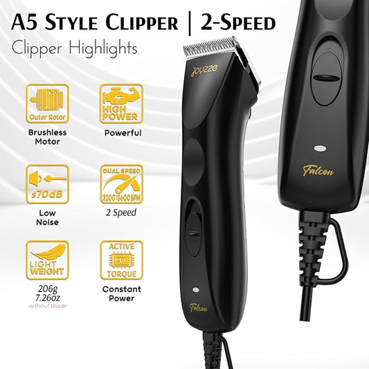 Falcon Clipper 2 Speed - Professional Dog Grooming Clippers with Precision, Power, Low Noise, Dog Clippers for Grooming