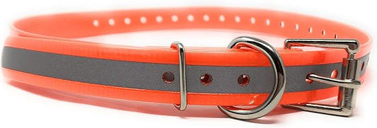 Replacement Strap for Dogtra Collars - 3/4" Wide Ultra-Durable Dog E-Collar Replacement for Training, Bark, Shock, Electric, and GPS Collars - 28" Adjustable Length Reflective Orange