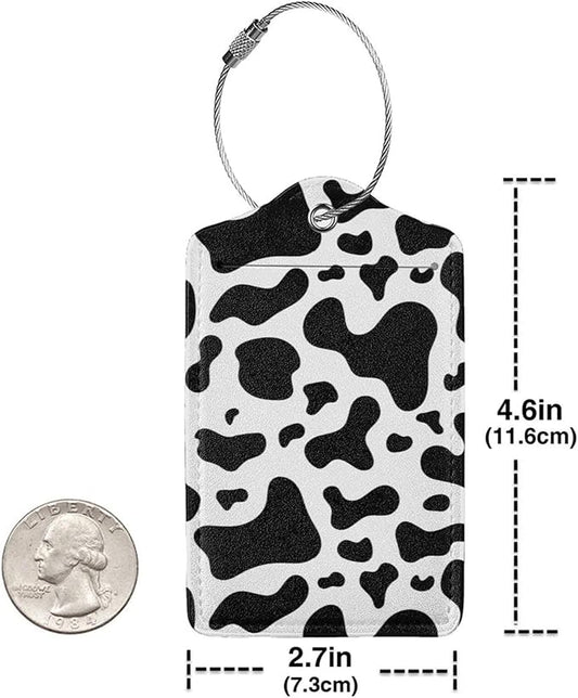 2 Pcs Cow Print Luggage Tag for Suitcase, Identifiers Privacy Cover ID Label with Steel Loop, Cute Cow Decor Tags Birthday Gift for Men Women Outdoor Travel Father's Mother's Day