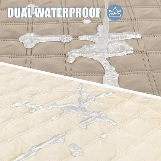 Smiry Waterproof Dog Blanket, Reversible Dog Bed Cover Pet Blanket, Soft Couch Cover for Dogs Washable, Bed Couch Sofa Furniture Protector for Puppy Cat Kids (82"x102", Taupe/Beige)