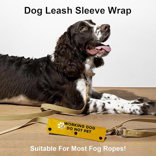 YROVWENQ Do Not Pet Dog Leash Wrap Yellow for Dogs Rope with Message - Hilarious Gift Idea for Pet Birthdays and More (Working Dog Do Not Pet Sleeve)