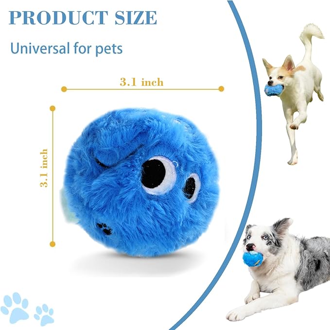 Dog Squeaky Toy, No Stuffing Plush Ball Dog Toy for Small Meduim Breed, Indestructible Puppy Chew Toys for Teething Chewing Interactive Fetch Play to Keep Them Busy, Blue, 3.1Inch