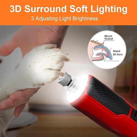 7-Speed Dog Nail Grinder & Dog Nail Trimmers for Large Medium Small Dogs Cats Pets Claw Trimmer Quick Sensor and Safety Guard Type-C Rechargeable with 360° LED Lights Pet Nail Trimmer