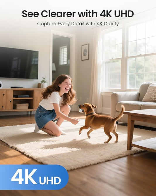 ZOSI 4K Indoor Security Camera, C518 WiFi Pan/Tilt Pet/Dog/Baby Plug-in IP Camera, Auto Tracking, AI Human/Face/Pet Detection, 360° View, Night Vision, 2-Way Audio, 5GHz/2.4GHz WiFi, 64G Memory Card