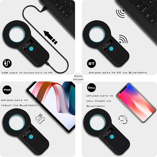 Smoostart Bluetooth Microchip Scanner, 1000 Records Increased Huge Data Storage Upload to PC & Mobile Phone, Scanning Distance and Speed Increase, Compatible with FDX-B/EMID Microchips