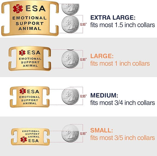 No Noise Stainless Steel K9 ESA Dog Tags, Slide on Dog Collar or Harness Quickly and Securely – Stainless Steel/Small