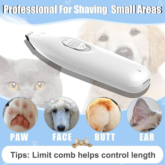 KIKETECH LED Dog Paw Trimmer - Cordless, Low Noise Dog Clippers for Grooming, Rechargeable Small Area Shaver for Cats, Ivory White