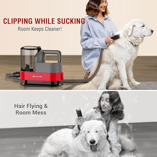 DOGCARE 6-in-1 Dog Modern Grooming Kit with Vacuum, Cat & Dog Clippers & Vacuum for Shedding Grooming with 2.5L Large Capacity Dust Box, Powerful Suction and Lower Noise Pet Grooming Kit at Home