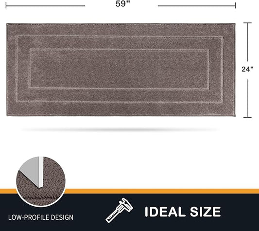 PURRUGS Dirt Trapper Door Mat 24" x 59.5", Non-Slip/Skid Machine Washable Entryway Rug, Dog Door Mat, Super Absorbent Welcome Mat for Muddy Wet Shoes and Paws, Grayish Brown