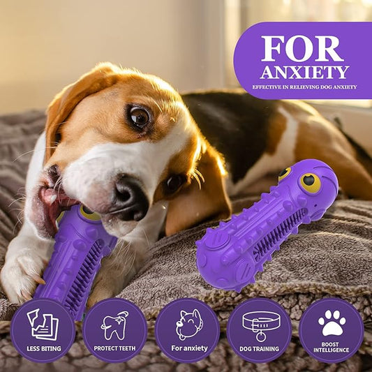 Dog Squeaky Toys for Aggressive Chewers, Durable Dog Chew Toys for Large Medium Breed Dog, Dog Toys, Tough Durable Dogs Toys with Natural Rubber (Purple Octopus, for Larege Dogs)