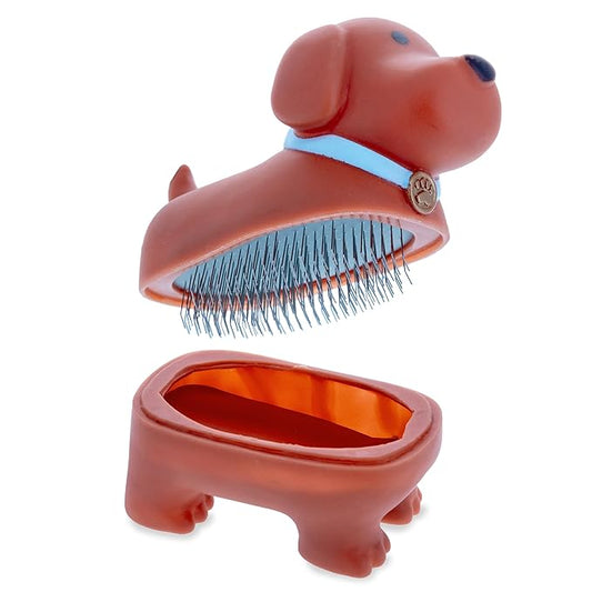 Pet Slicker Brush with Stand Kennel Shaped Box Moulded Design Smooth Coat Grooming Gift for Pet Parents Adorable Practical