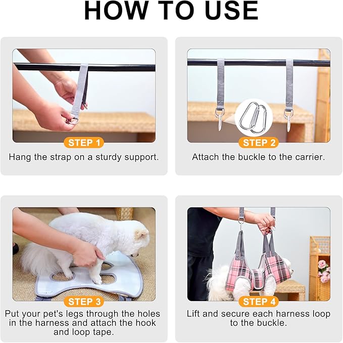 BEAUTYZOO Dog Grooming Hammock for Small Dogs Cat- Dog Sling for Nail Trimming/Clipping- Dog Hanging Harness Holder with Thick Fabric Neck Support & Strap Restraint Claw Care, Pink XS