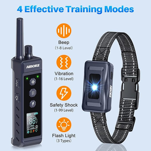 Dog Shock Collar, 4300FT Waterproof Dog Training Collar with Remote for 5-150lbs Small Medium Large Dogs, Rechargeable E Collar with Beep (1-8), Vibration(1-16), Safe Shock(1-99),Shock Collar for Dogs