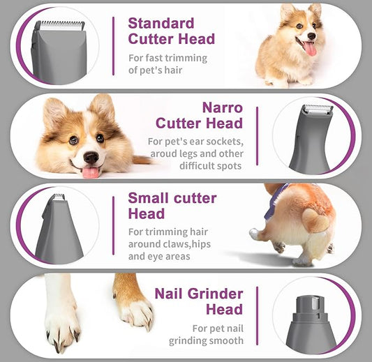 Cat Clippers Grooming Kit for Matted Hair -4 in 1 Low Noise Paw Trimmer Nail Grinder,Cordless Cat Shaver for Long Hair,Cat Hair Trimmer Also for Pet Hair Around Paws, Eyes, Ears, Face, Rump