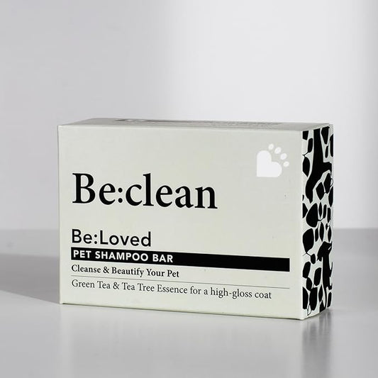 Be:Clean Deep Cleaning Dog Shampoo Bar – 110g – Tea Tree & Green Tea Formula for Glossy Coat & Odor Removal – Natural, Long-Lasting Pet Wash – Approx. 25 Uses