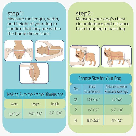 Dog Wheelchair for Back Legs with Pet Traction Rope, Small Wheelchair for Dogs with Disabled Hind Legs Walking Adjustable Dog Carts with Heavy Duty Wheels
