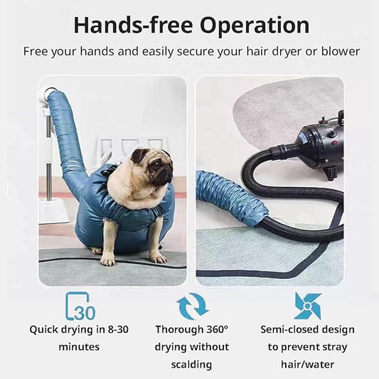 MANON ROSA Dog Drying Bag Hands Free Quick Drying Pet Grooming Tool for Small Medium Large Puff Fluff Dogs & Cats, 360 Degree Shower Bath Hair Dryer Suit (Medium)