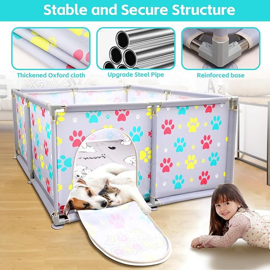 2025 Upgraded Whelping Box for Dogs,24.8’’Extra Tall Dog Whelping Pen with Whelping Pad,Dog Whelping Supplies for Large Small Breed Dogs(47" Dia.x24.8 H) (Grey)