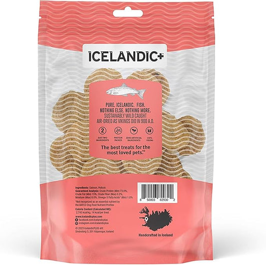 Icelandic+ Fish Chips: Salmon 2.5oz - Dog Treats, for Medium-Large Dogs, Natural 2 Ingredient Air-Dried Crunchy Treats