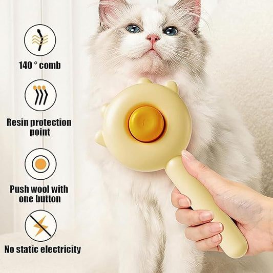 2Pcs Magic Pet Grooming Brush with Release Button for Shedding, Self Cleaning Slicker Comb for Long or Short Hair Cats and Dogs