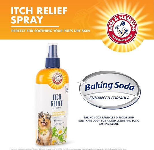 Arm & Hammer for Pets Itch Relief Spray for Dogs with Arm & Hammer Baking Soda, Chamomile and Peppermint Scent | Dog Itch Spray, Free of Sodium Lauryl Sulfate & Parabens, 8 Fl Oz - 2 Pack