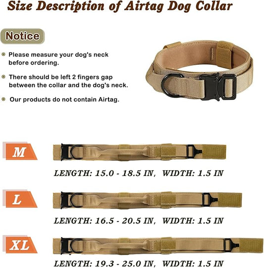Tactical Dog Collar and Leash Set, Adjustable Military Nylon Dog Bungee Leash and Collar with Handle and Heavy Metal Buckle, Dog Training Collar Leash Set for Medium Large Dog (L, Brown)
