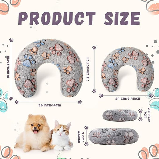 Suzile 8 Pcs Pillow for Cats Dog Neck Pillows Puppy Cat Bed Soft Pillow Fluffy Pet Calming Pillow Half Donut U Shaped Pet Neck Pillow Training Pillow Joint Relief Cervical Protection(Large)