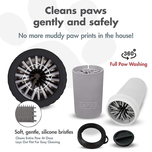 Dexas Lidded MudBuster Portable Dog Paw Cleaner, Light Gray, Medium with Lid