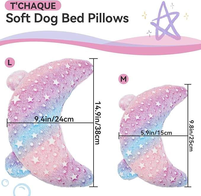 T'CHAQUE Dog Pillow Dog Calming Pillow Sleep and Glow Pillow for Dogs Anxiety Relief Cat Pillows for Indoor Cats Soft U-Shaped Pillow for Pet Dog Neck Pillow Half Donut Cuddler Sleeping Improve