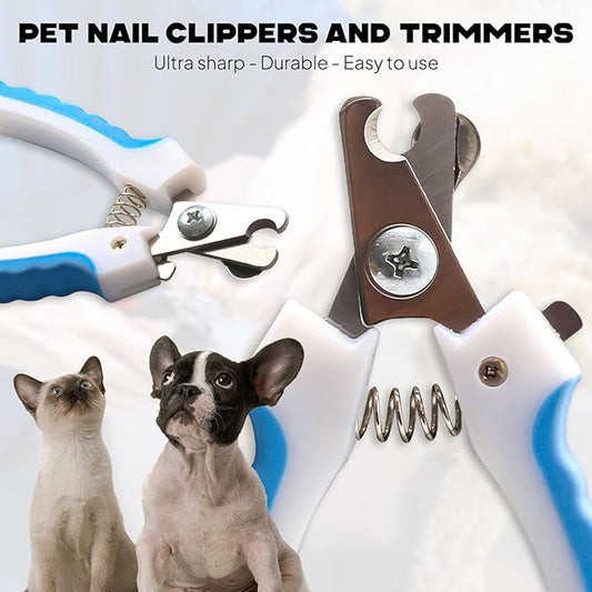 Pet Nail Clipper & Trimmers for Small Medium Large Breed Dog & Cat - Professional Grooming Tool Built-in Safety Guard, Non-Slip Handle and Bonus Nail File & Hair Comb Pet