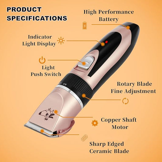 Aovdy Dog Clippers Grooming Kit Dog Shaver Clippers Hair and Paw Electric Cleaning Hair Clippers Set for Dogs Cats Rabbit (Rose Gold, Scissor Set+Foot Shaving Blade)