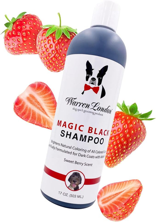 Warren London Magic Black Dog Shampoo | Brightens Any Dog Coat | Formulated for Darker Dog Coats | Puppy and Cat Safe Grooming Supplies | Berry Scent 128 Ounce, Made in USA