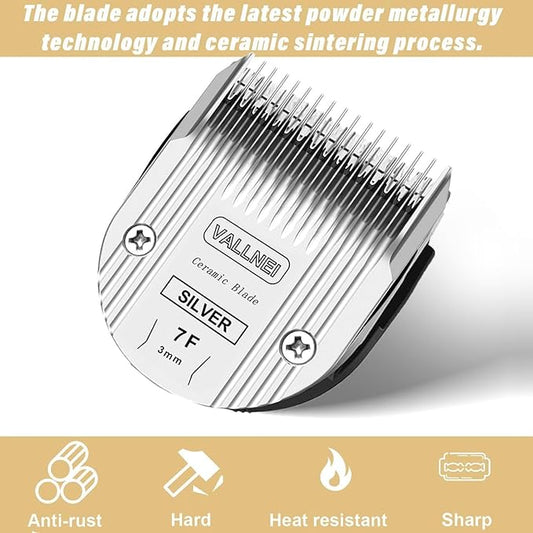 Detachable Adjustable Pet Dog Grooming Clipper 5-in-1 Blade Compatible with WAHL Professional Animal Blade Arco, Bravura, Chromado, Creativa, Figura, and Motion Pet, Dog, and Horse Clippers(7F)(2PACK)