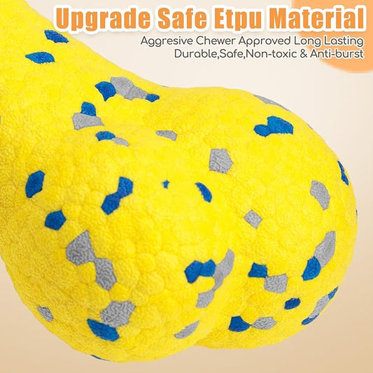 Upgrade Bone Dog Balls Tough Dog Toys for Aggressive Chewers, Indestructible Chew Bone Toy Tennis Balls for Large Breed (Yellow)