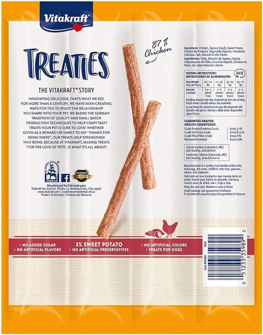 Vitakraft 24 Pack of Treaties for Dogs, Smoked Chicken Recipe with Sweet Potato, Munchable Treat Sticks