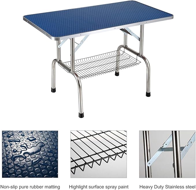 46" Dog Grooming Table, Folding Pet Grooming Table With Arm & Nosse & Mesh Tray For Bathing, Trimming, Drying, Grooming, Maximum Capacity Up To 330 Lbs