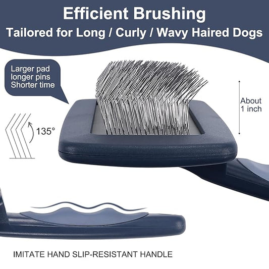 YIRU Large Firm Slicker Brush for Dogs Goldendoodles Poodles,Extra Long Pin Slicker Brush for Dog Pet Grooming Pins and Deshedding,Removes Long and loose Hair,Undercoat,25mm(1")