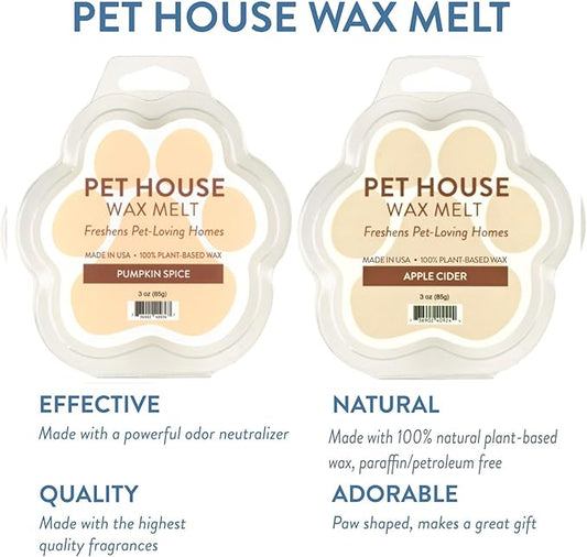 One Fur All Pet House Wax Melts - Pumpkin Spice/Apple Cider Pack of 2 - Pet Odor Eliminating Wax Melts - Long-Lasting Scented Wax Melts - Pet-Friendly Wax Melts - Natural Wax Melts