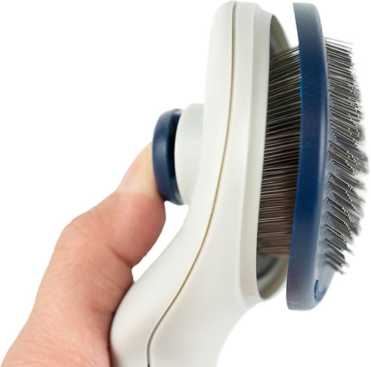 FurReal Dog Grooming Brush - Large Self-Cleaning Slicker for Medium & Long Coats | Removes Loose Hair and Untangles Mats