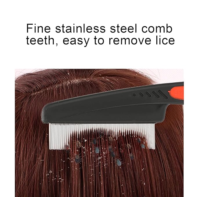Fine Tooth Comb, Stainless Steel High Strength Teeth Hair Combs No Slip Grip Handle Brush Pet Tear Remover Combs Fine Tooth Dandruff Remove Comb Grooming Tool