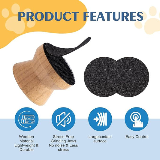 Dog Nail File with 4 Pcs Replaceable Sandpaper, No Pressure Dog Nail File, Wooden Dog Nail File Scraper Small Nail Scratch Board for Puppy (Wood)